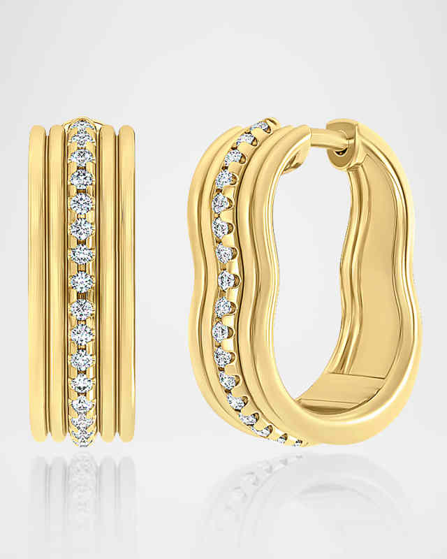 18K Berceau Petite Diamond Motif Hoop Earrings